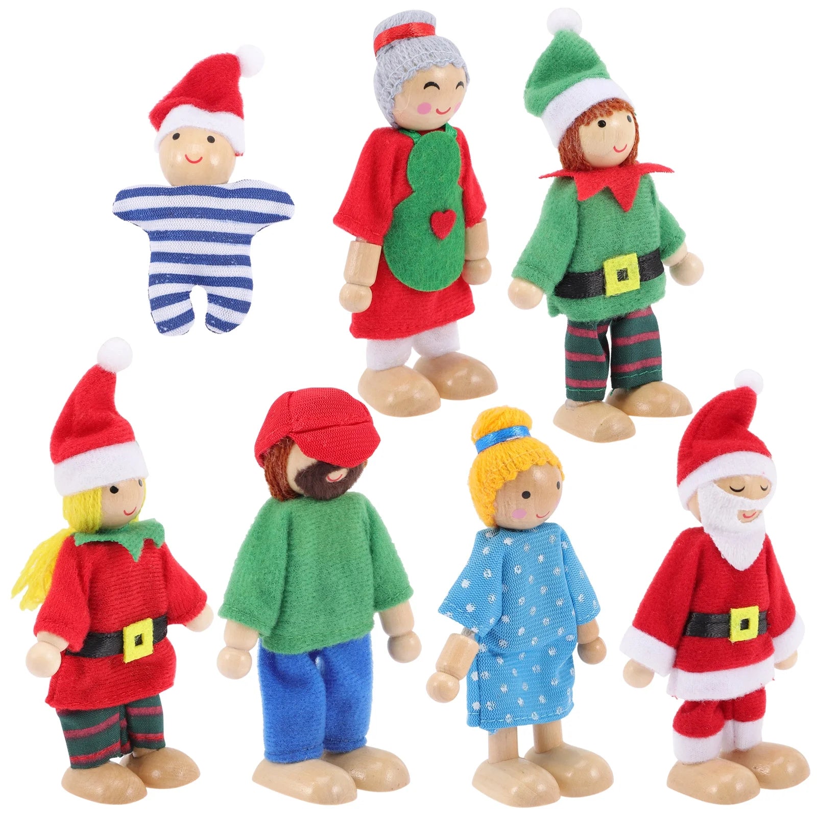 7pcs Wooden Doll Playset Q20347