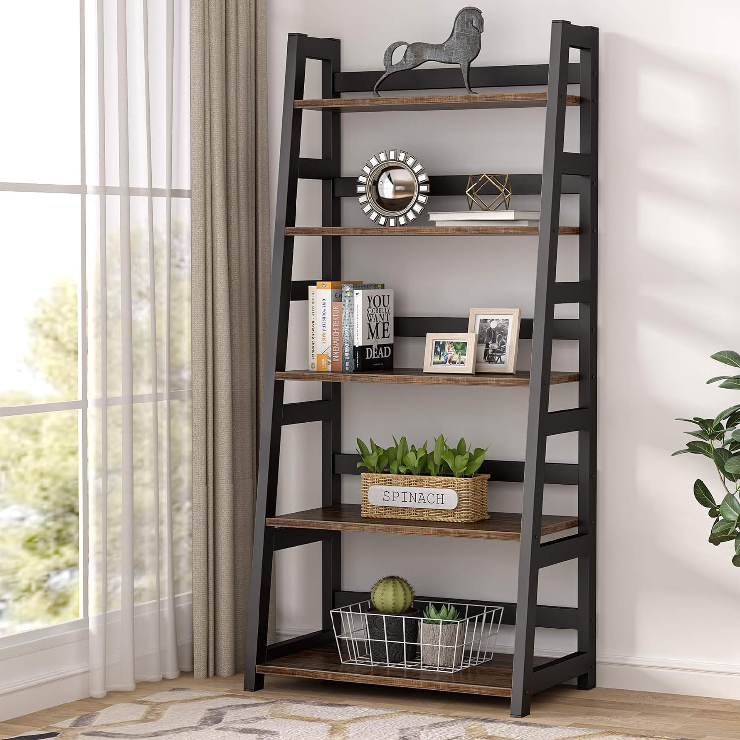 5-Tier White Ladder Bookshelf Q41712