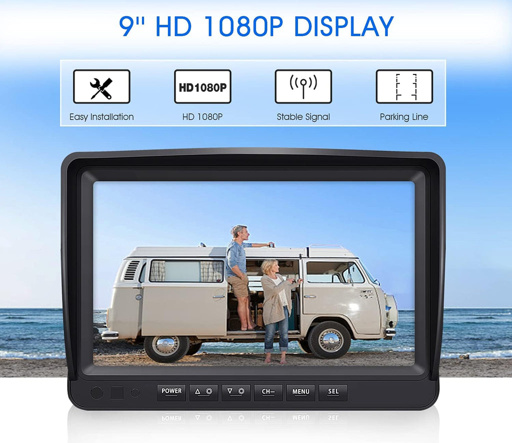 9'' Wireless Backup Camera System with 9 Inch DVR Quad Split Monitor W448515