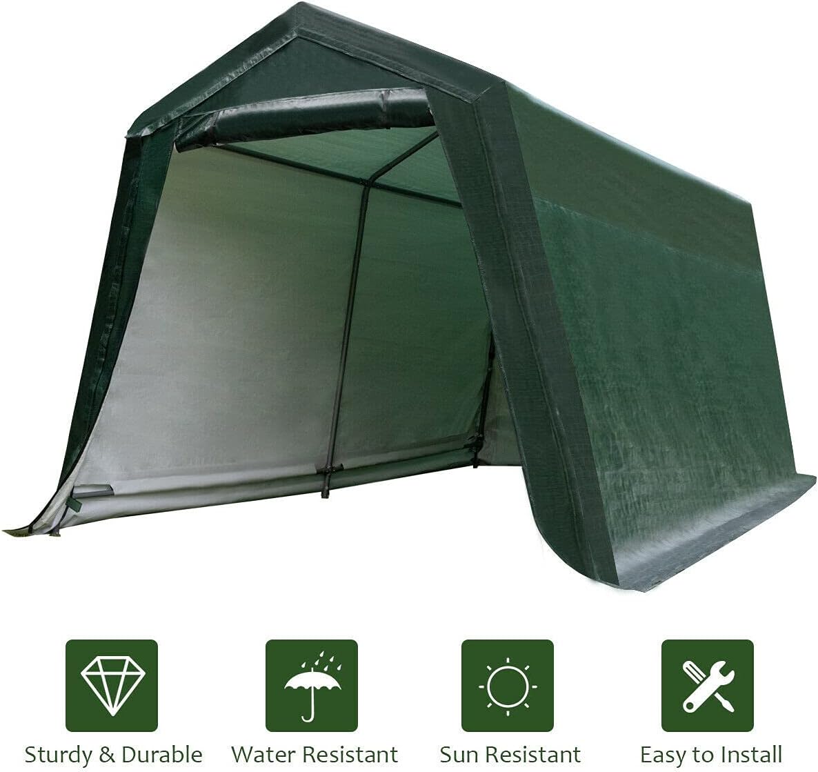 7 Ft x 12 Ft Outdoor Carport Patio Storage Shelter Metal Frame and Waterproof Ripstop Cover N794