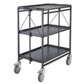 3-Shelf Folding Swivel Caster Cart in Black G7734