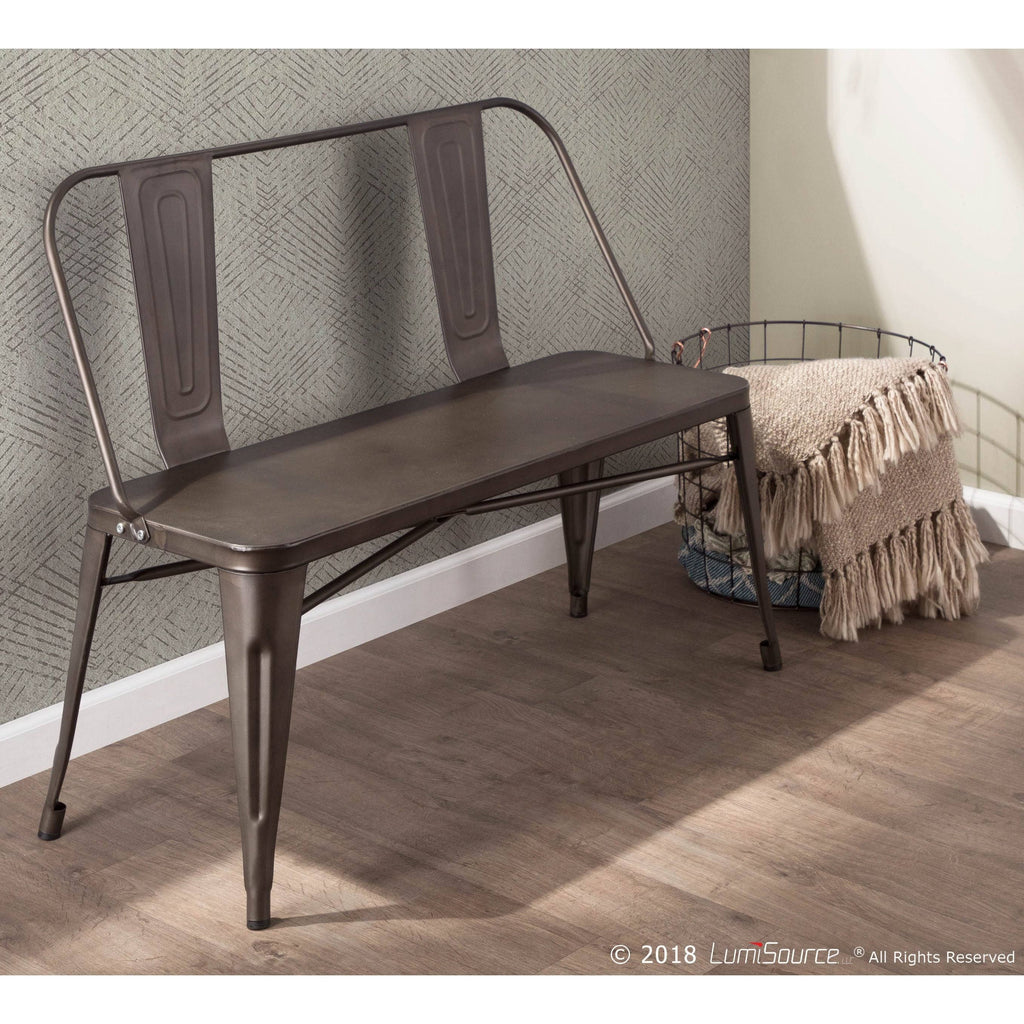 Vintage White Industrial Metal Bench I705