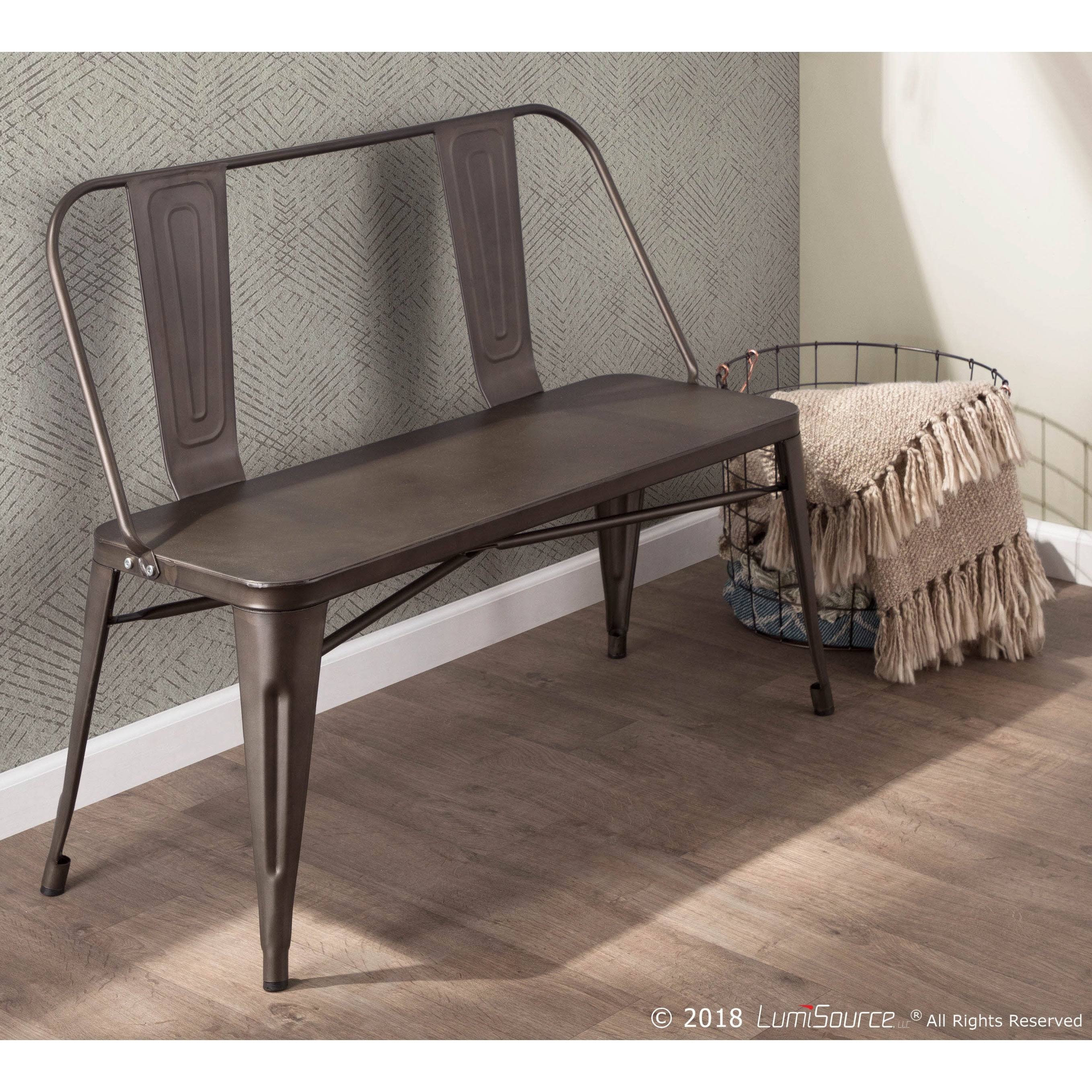 Vintage White Industrial Metal Bench I705