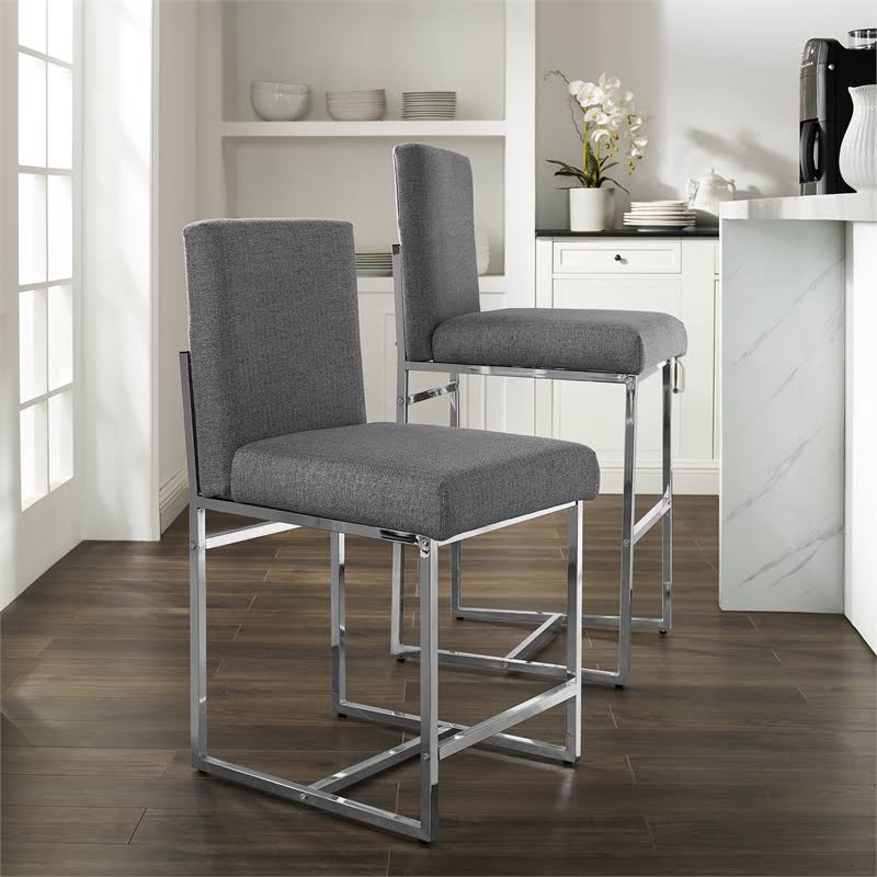 Chrome Metal Bar Stool in Gray I95149