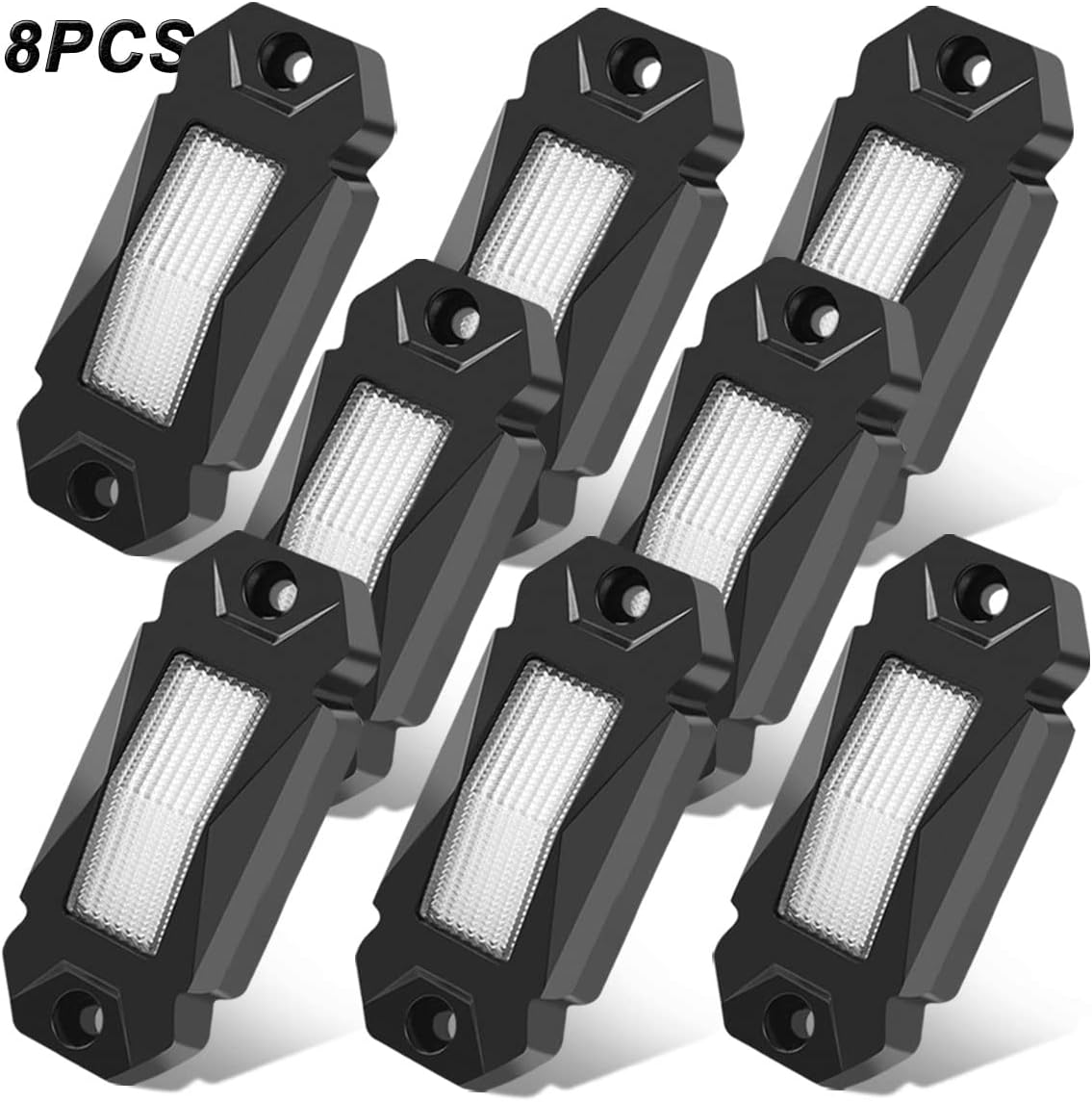 White 16PCS LED Rock Lights Under Glow Waterproof W919