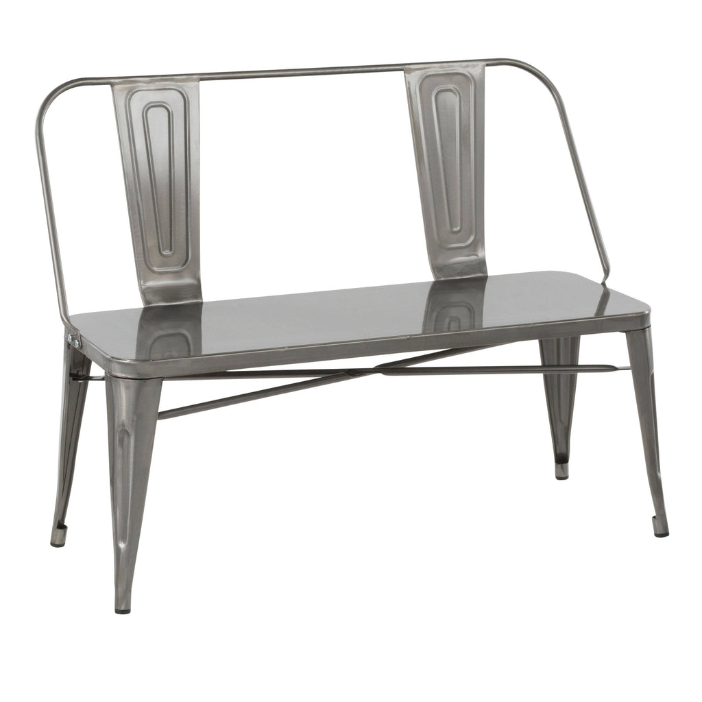 Vintage White Industrial Metal Bench I705