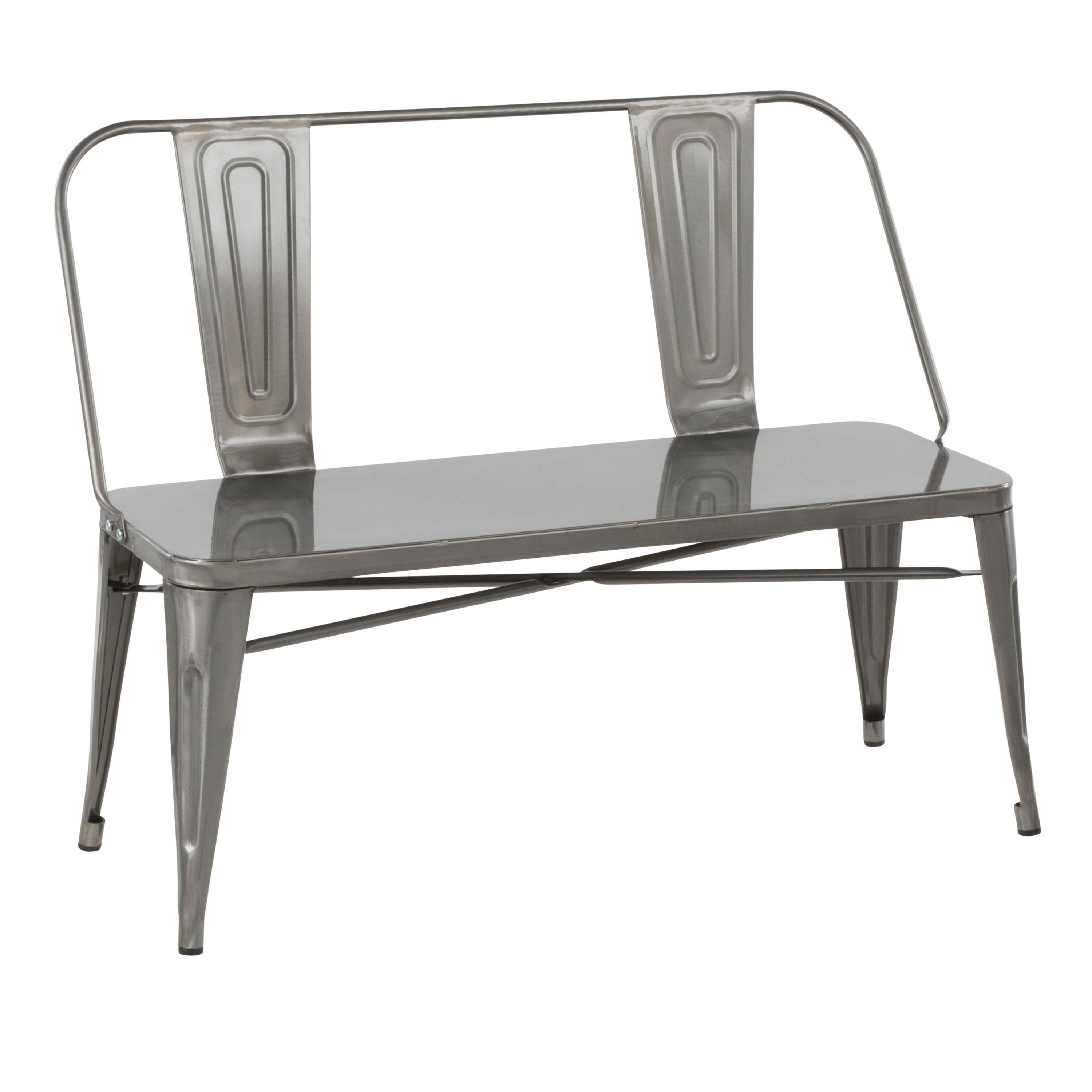 Vintage White Industrial Metal Bench I705