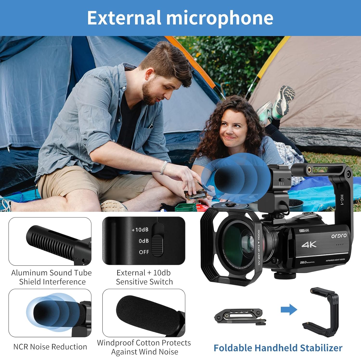 4K 1080P 60FPS Video Camcorder with 30X Zoom Infrared Night Vision X177678