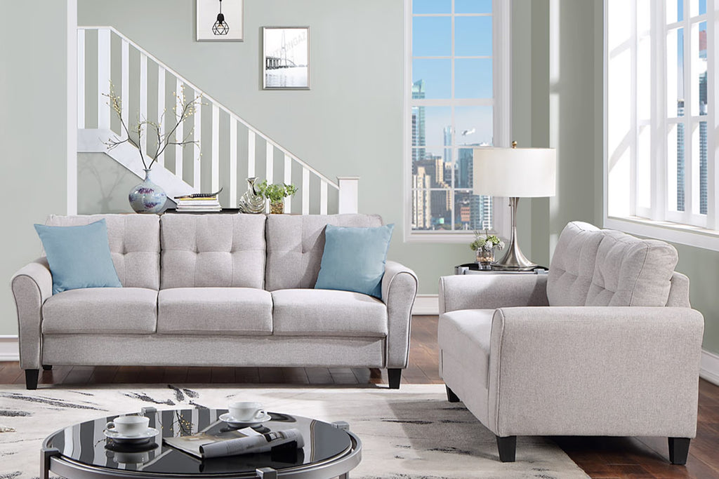 Linen Upholstered Light Grey Sofa Set (2+3-Seat) I24852