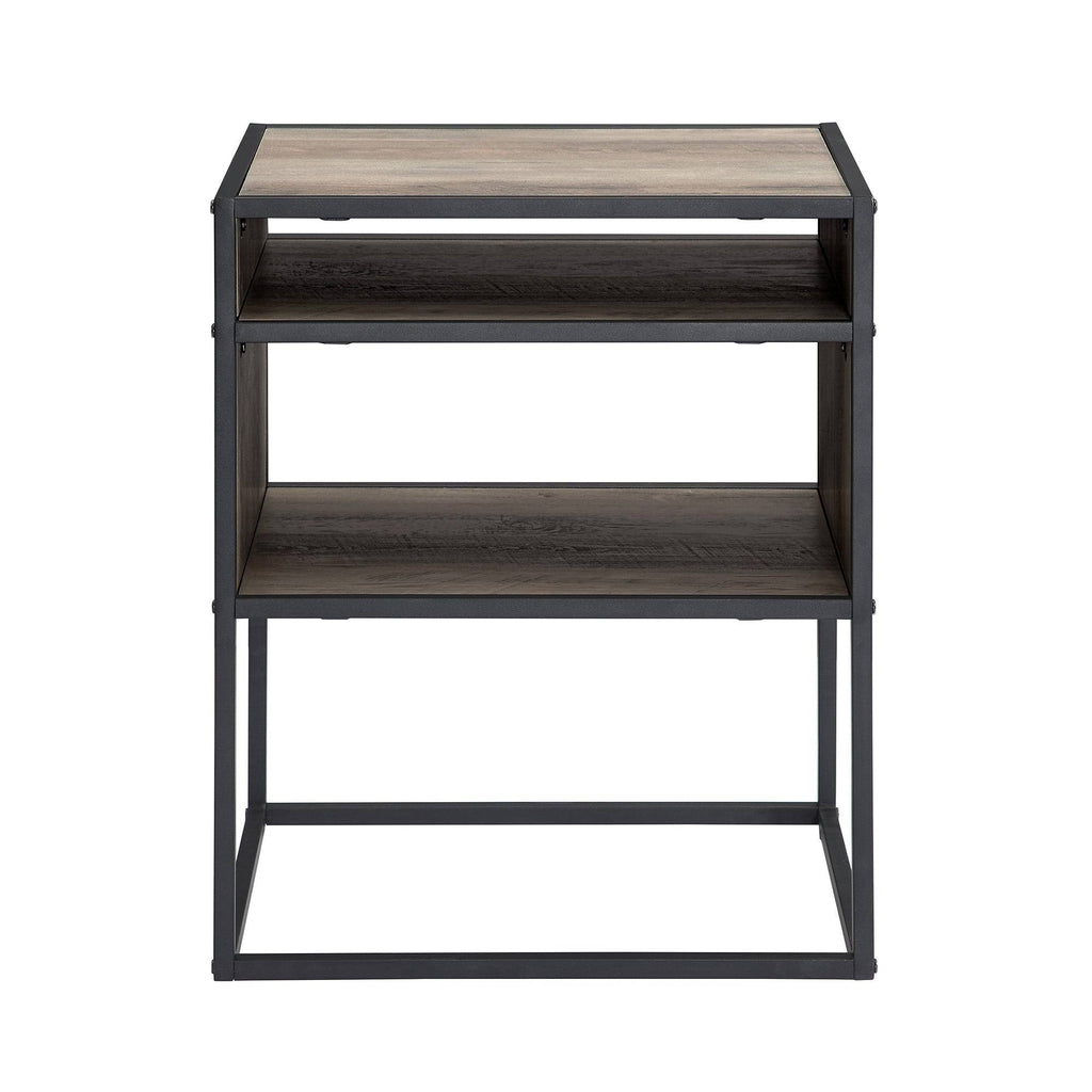 Dark Walnut Side Table with Open Shelf R3486