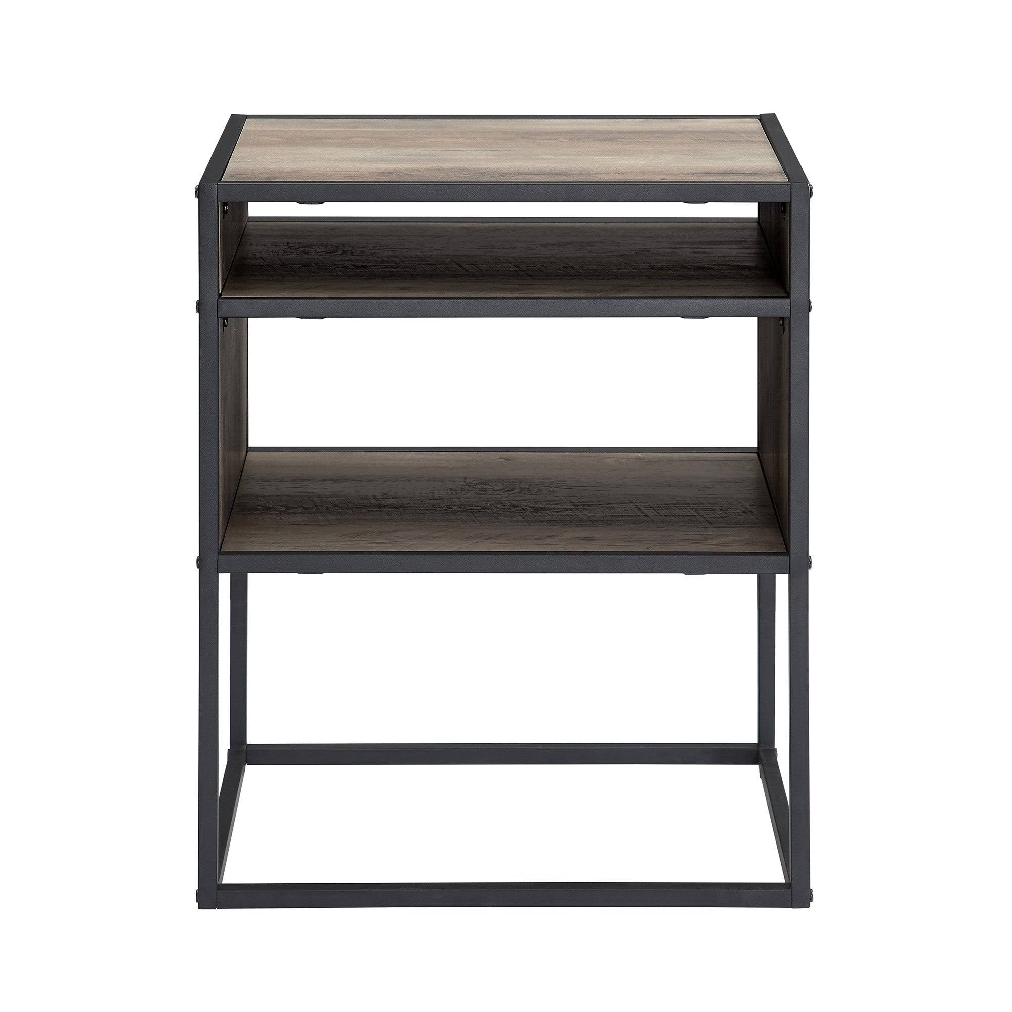 Dark Walnut Side Table with Open Shelf R3486