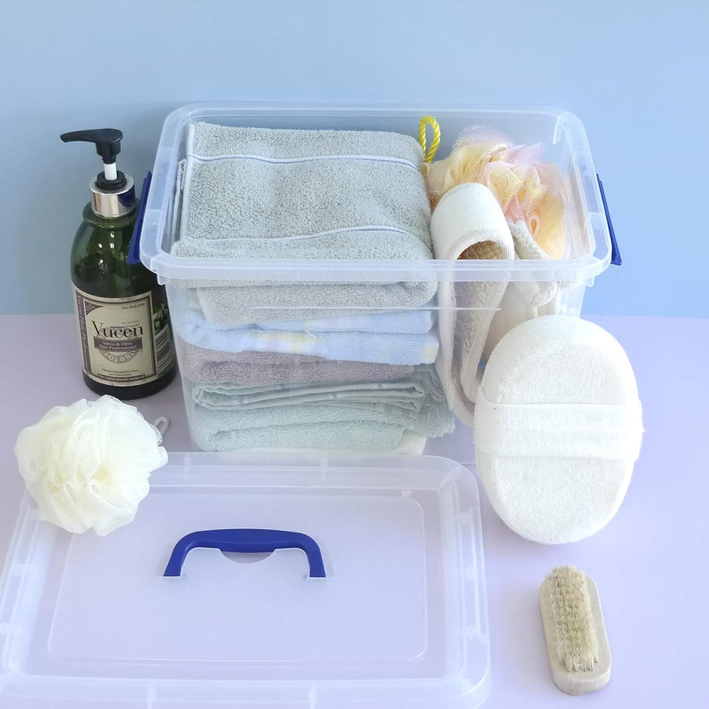 10 L Clear Plastic Storage Box with Handle, 6-Pack O10477