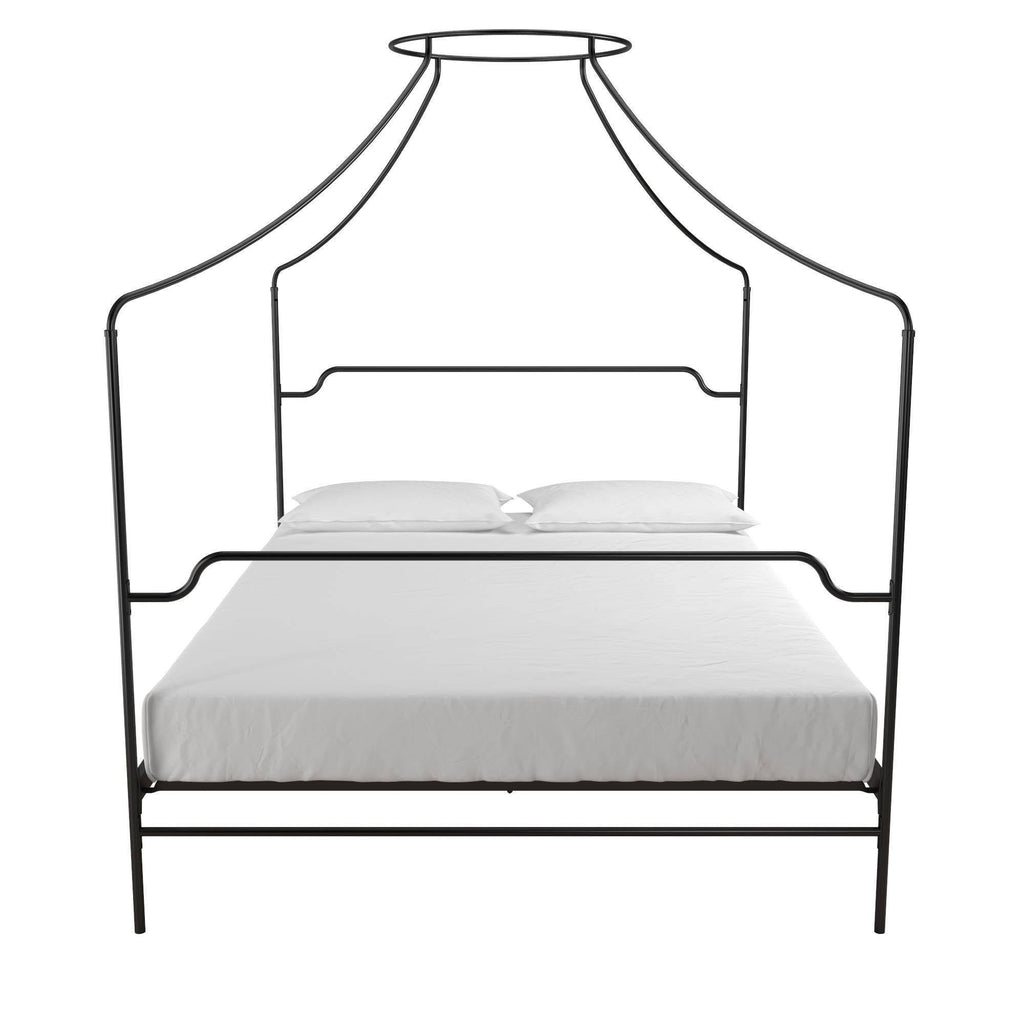 Black Metal Canopy Queen Size Bed V4926