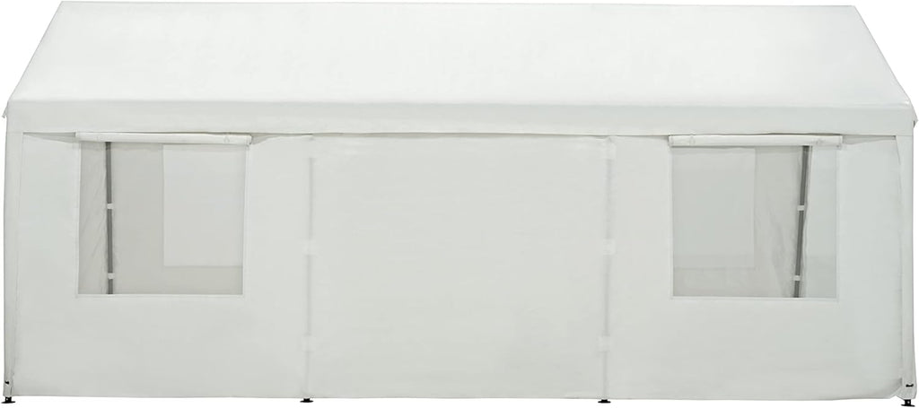 White 10 x 20 ft Heavy Duty Carport with Ventilated Windows and Removable Sidewalls L8269