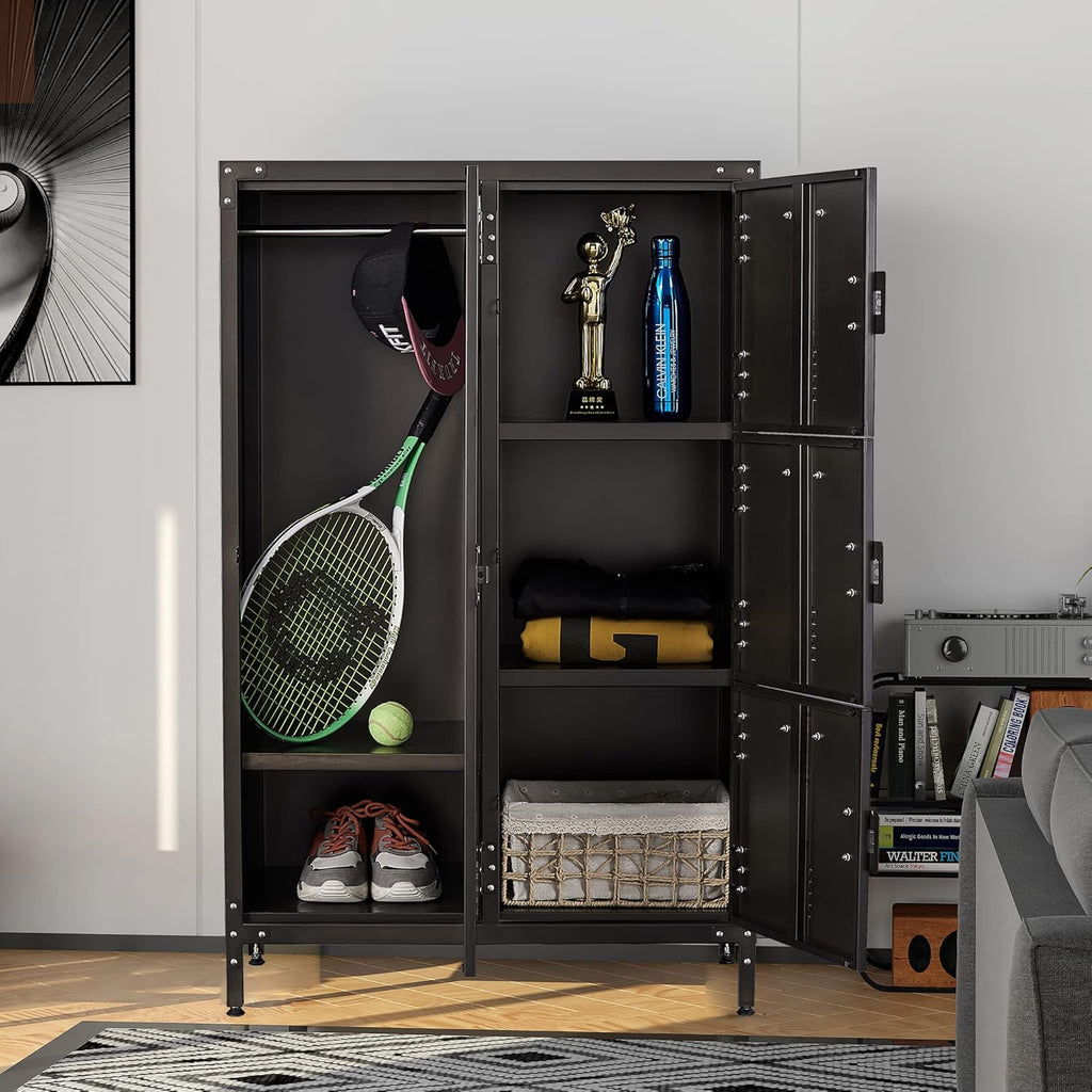 Metal Storage Cabinet with 4 Doors, 55 Height Steel Cabinet with Lockable Doors B664