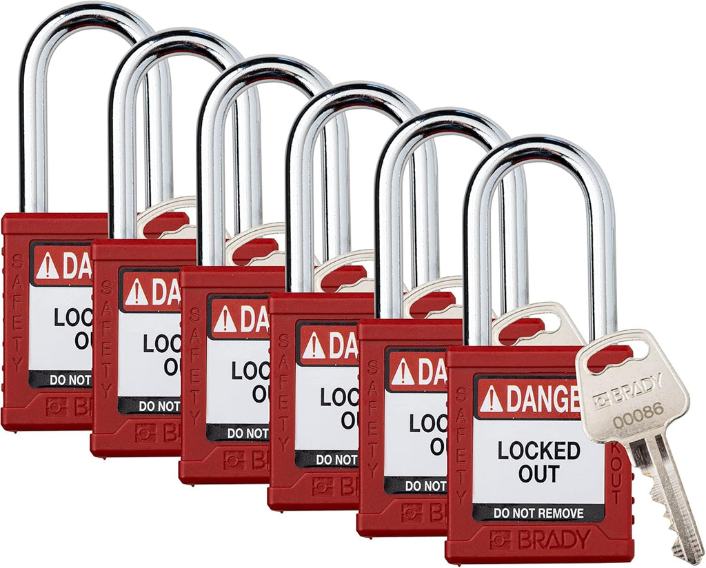 Safety Lockout Padlock Sets 6 Pack Orange Keyed Different 1 Key Per Lock G10408