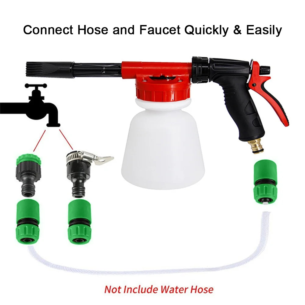 Foam Sprayer Nozzle Kit with 1 Liter Bottle Universal Connectors T6529