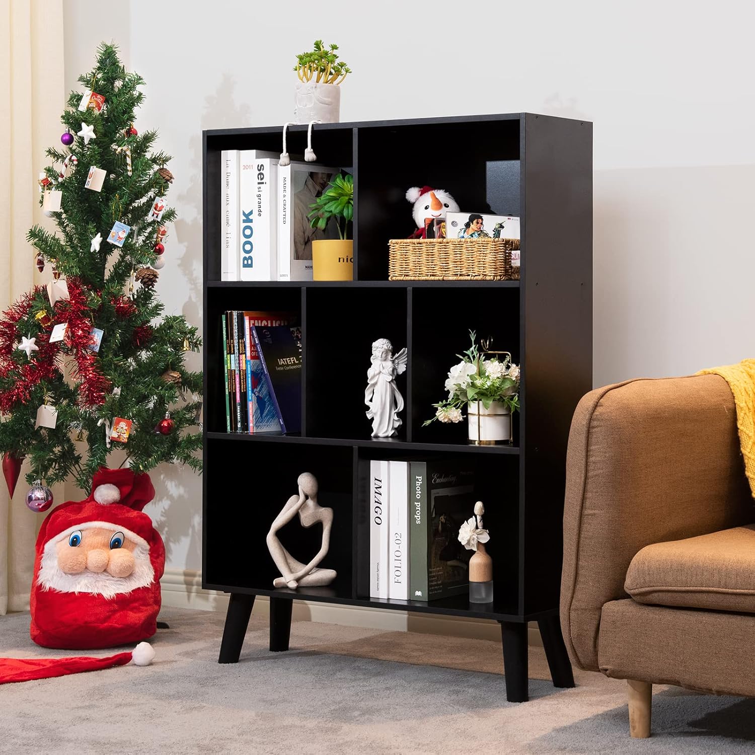 Black 3 Tier Wood Bookshelf U73079