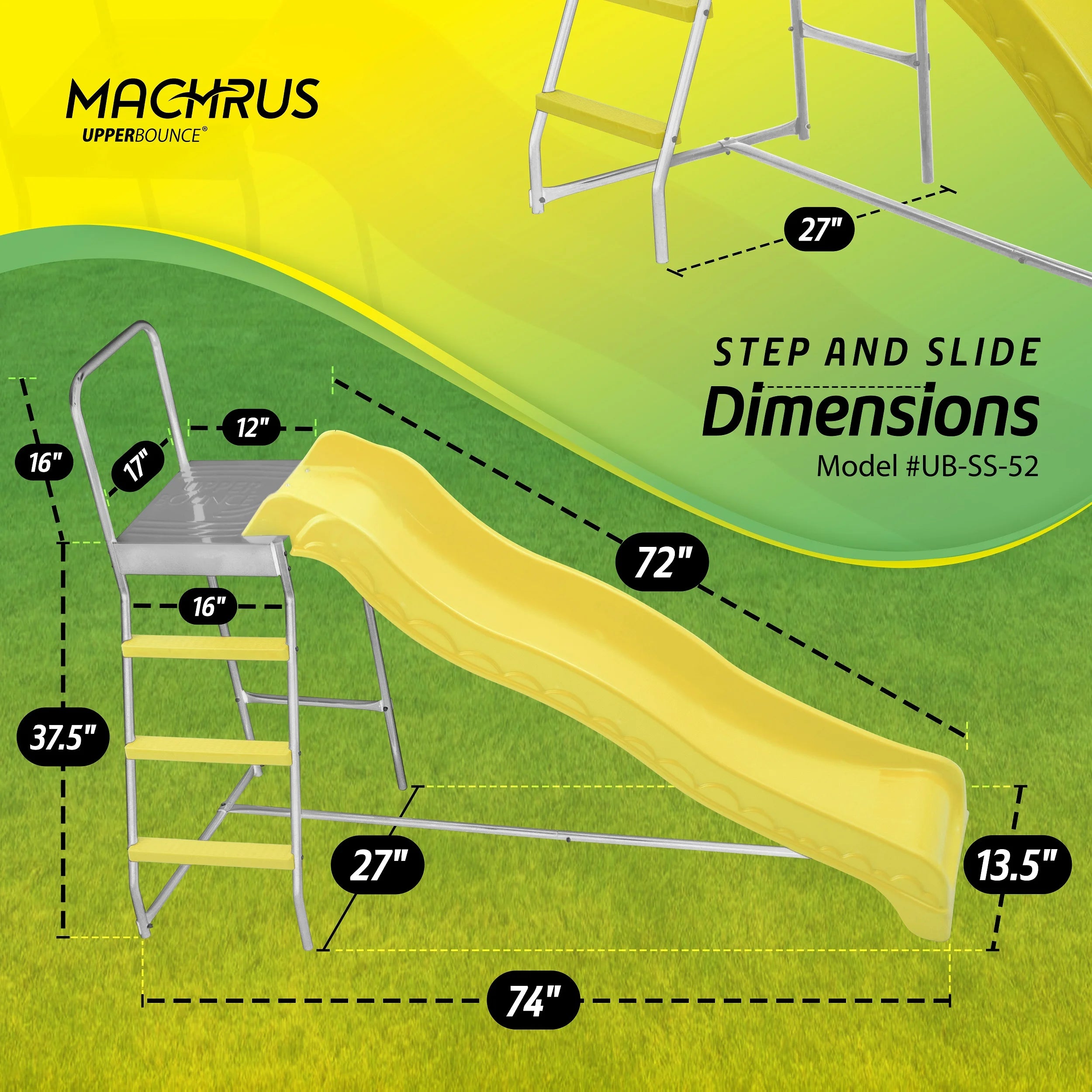 53.5" Height Trampoline Step Ladder & Wave Slide Set V6157