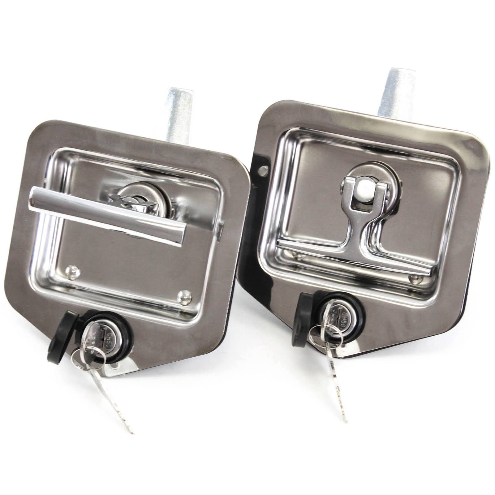 2 Folding T Handle Single Point Latch Blind Studs Cylinder Gasket Keys Camper RV M8586