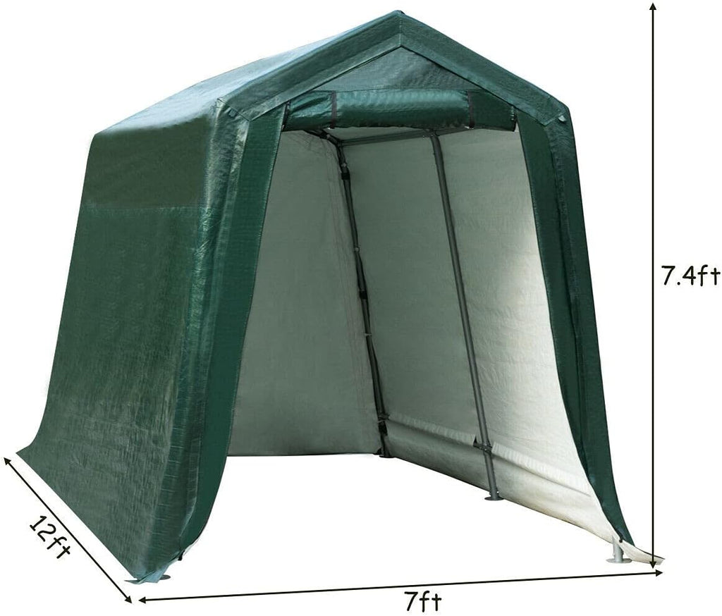 7 Ft x 12 Ft Outdoor Carport Patio Storage Shelter Metal Frame and Waterproof Ripstop Cover N794
