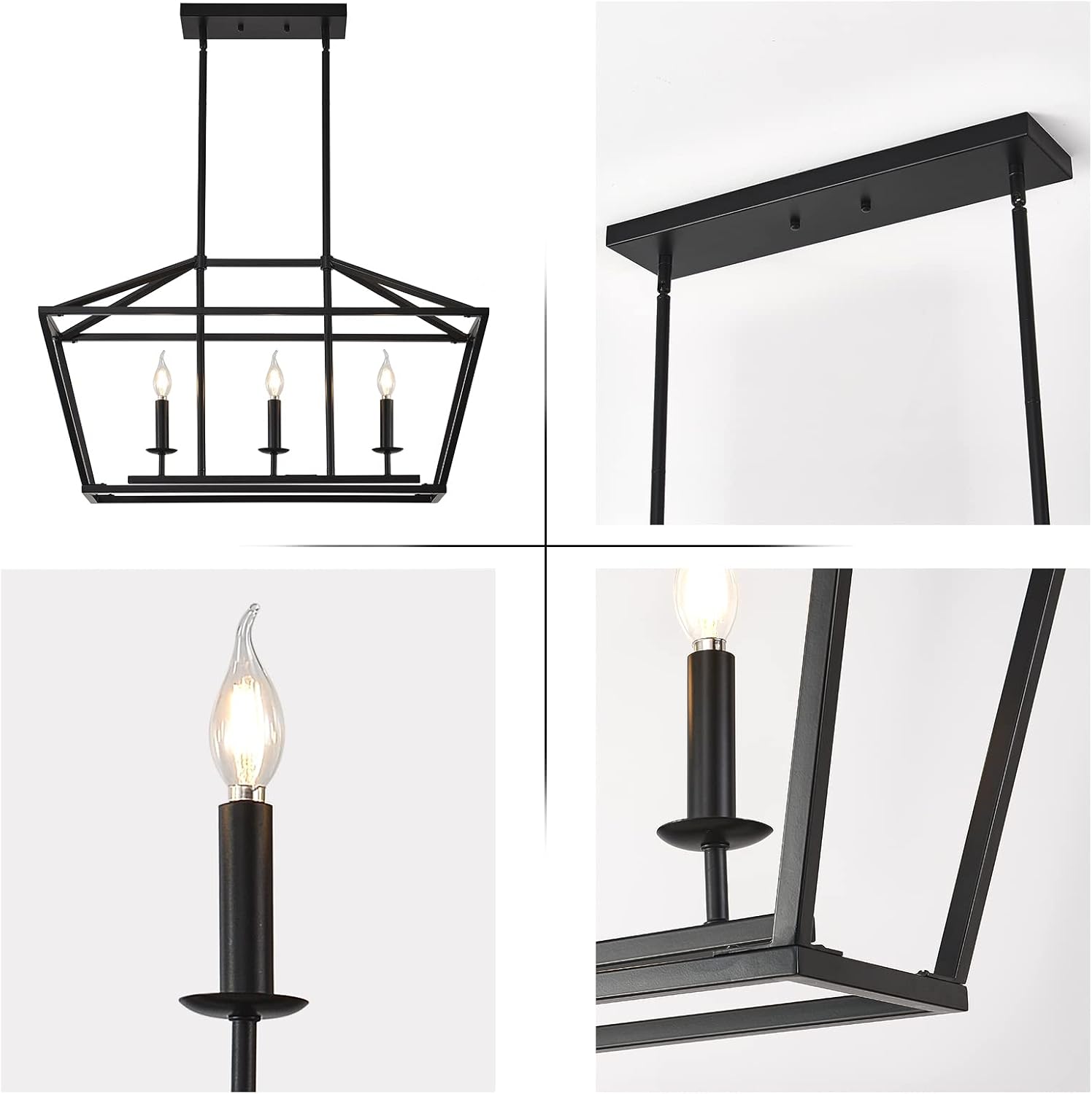 3-Light Black Farmhouse Chandelier R70347