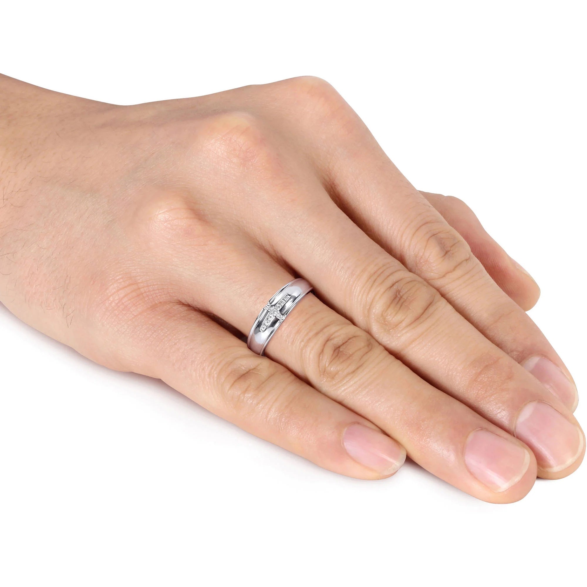 10kt White Gold Diamond-Accent Wedding Band W509411