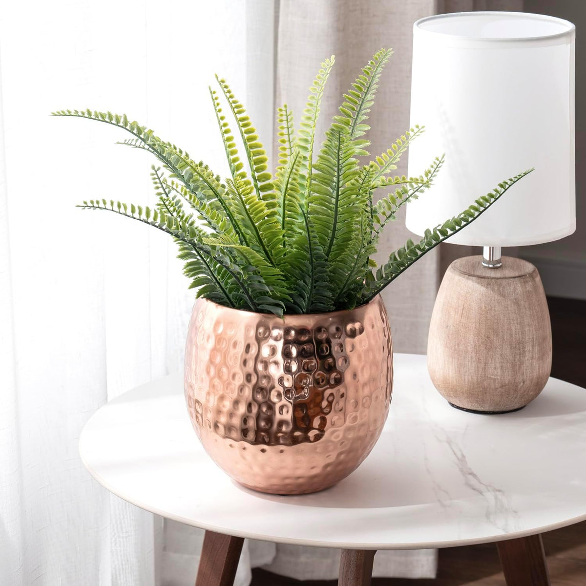 6.5 Inch Hammered Copper Tone Metal Planter Pot Y807