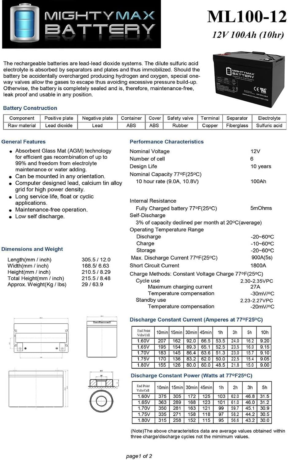 12V 100AH Deep Cycle VRLA Battery X129772