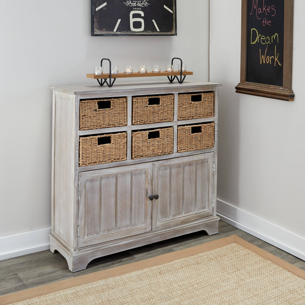 6 Basket Wood Cabinet K9039