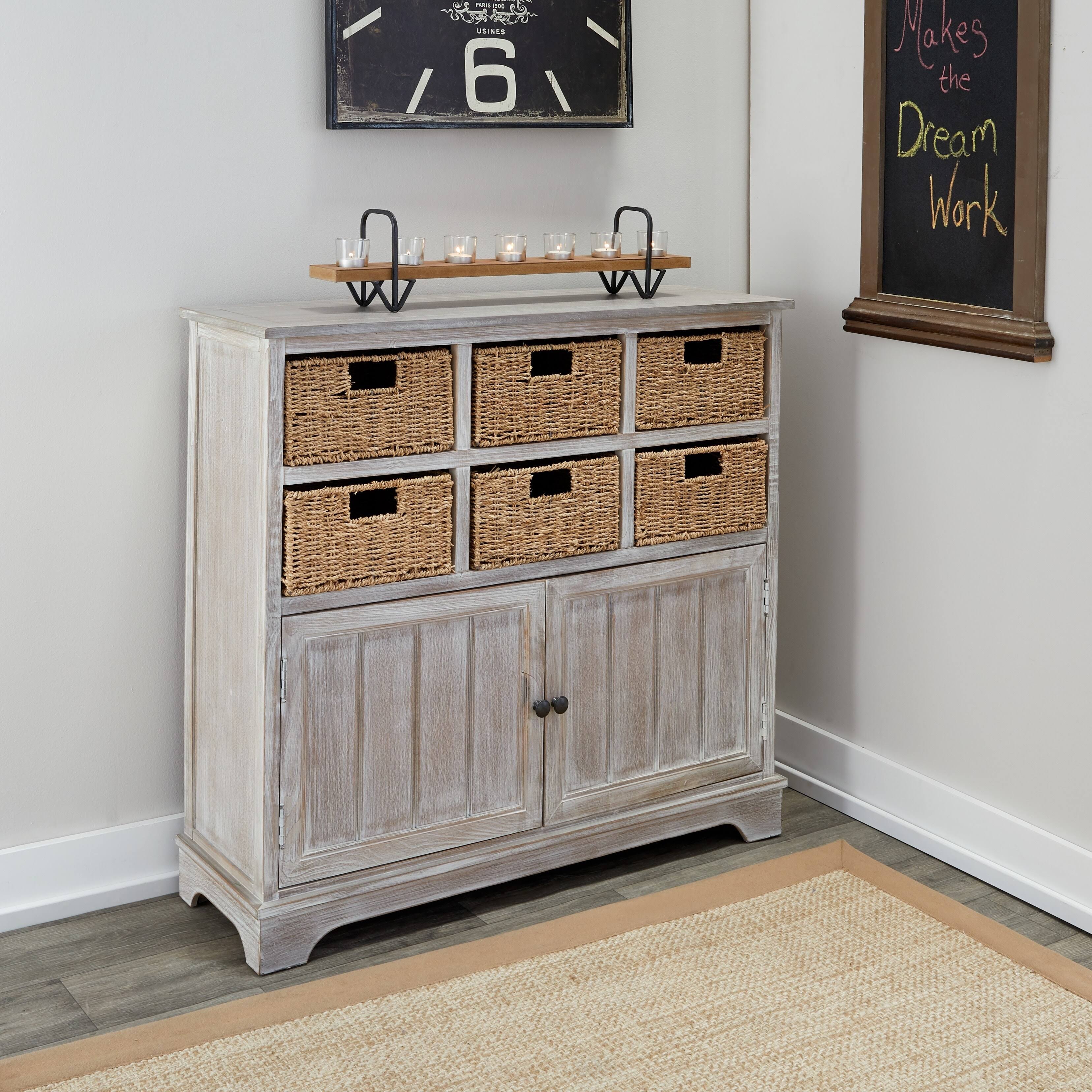 6 Basket Wood Cabinet K9039