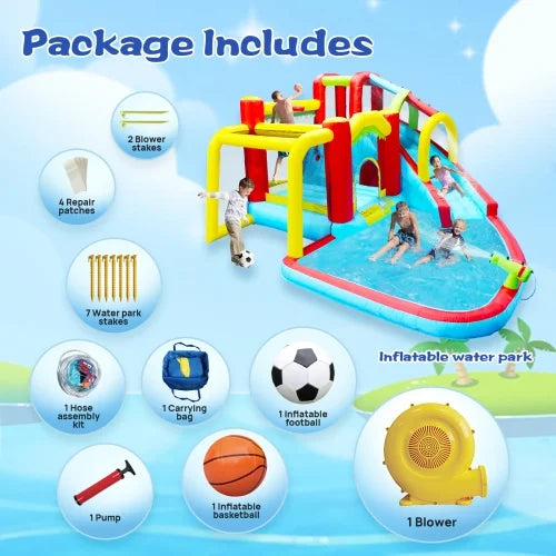 7 in1 Inflatable Water Park Bouncer with Splash Pool F9017