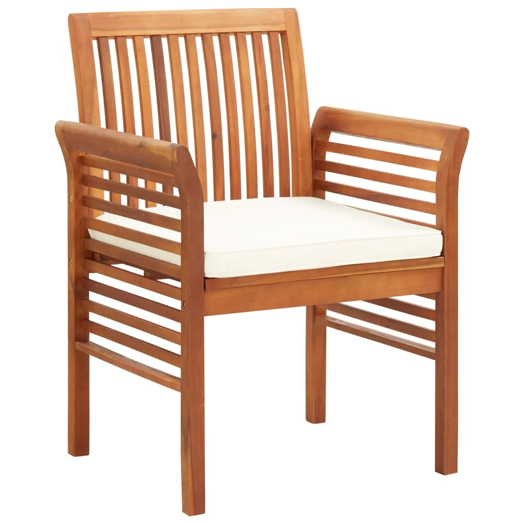 4 pcs Solid Wood Acacia Patio Dining Chairs with Cushions J52547
