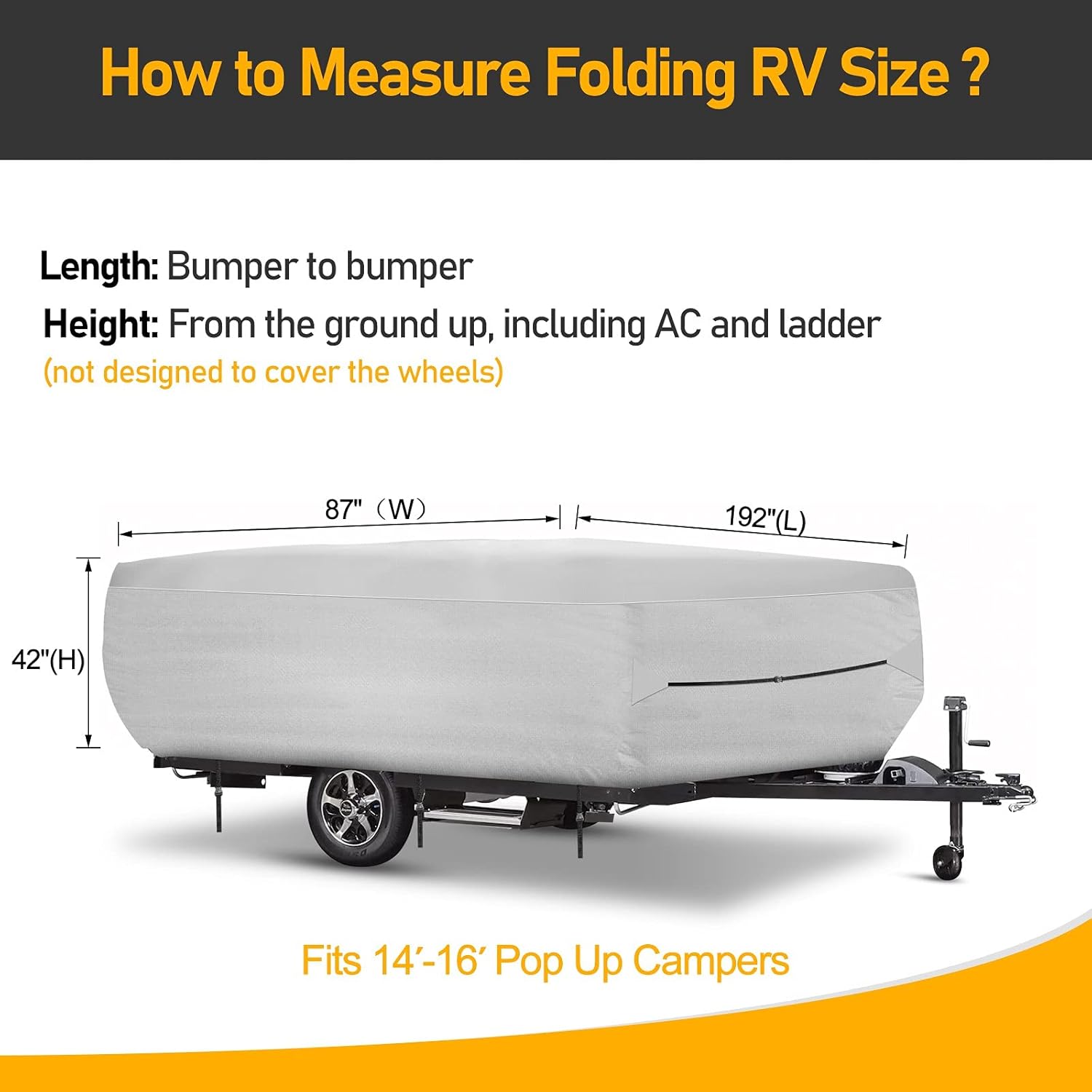 520D Oxford Pop up Camper Cover Waterproof Breathable Anti-UV Ripstop RV Storage Cover U3742