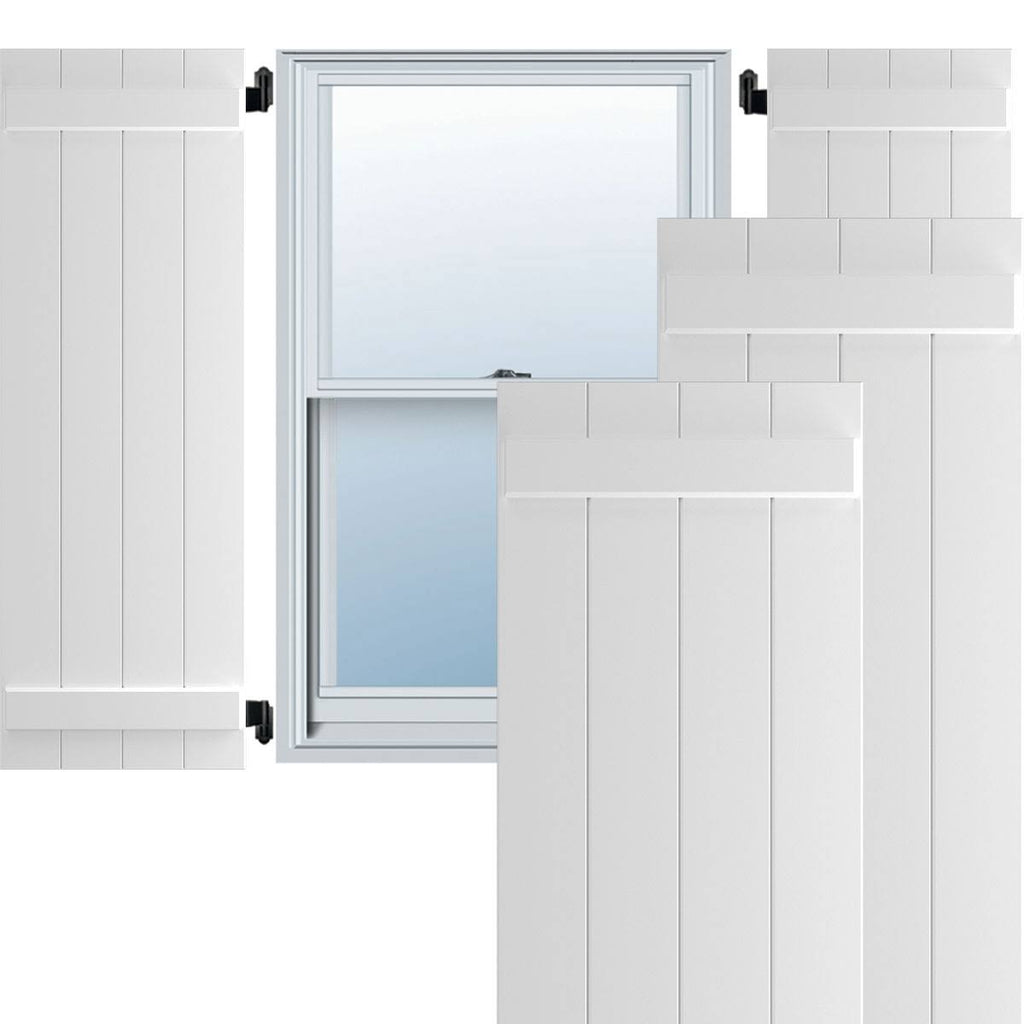 White Composite Board-n-Batten Shutters (Per Pair) R9760