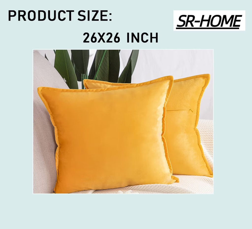 Set of 2 Velvet Square Throw Pillow Covers with Fringe Cushion Case L652132