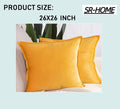 Set of 2 Velvet Square Throw Pillow Covers with Fringe Cushion Case L652132