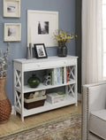 White 1 Drawer Console Table with Shelves P974
