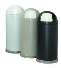 White 15 Gallon Push Dome Top Waste Receptacle H604495