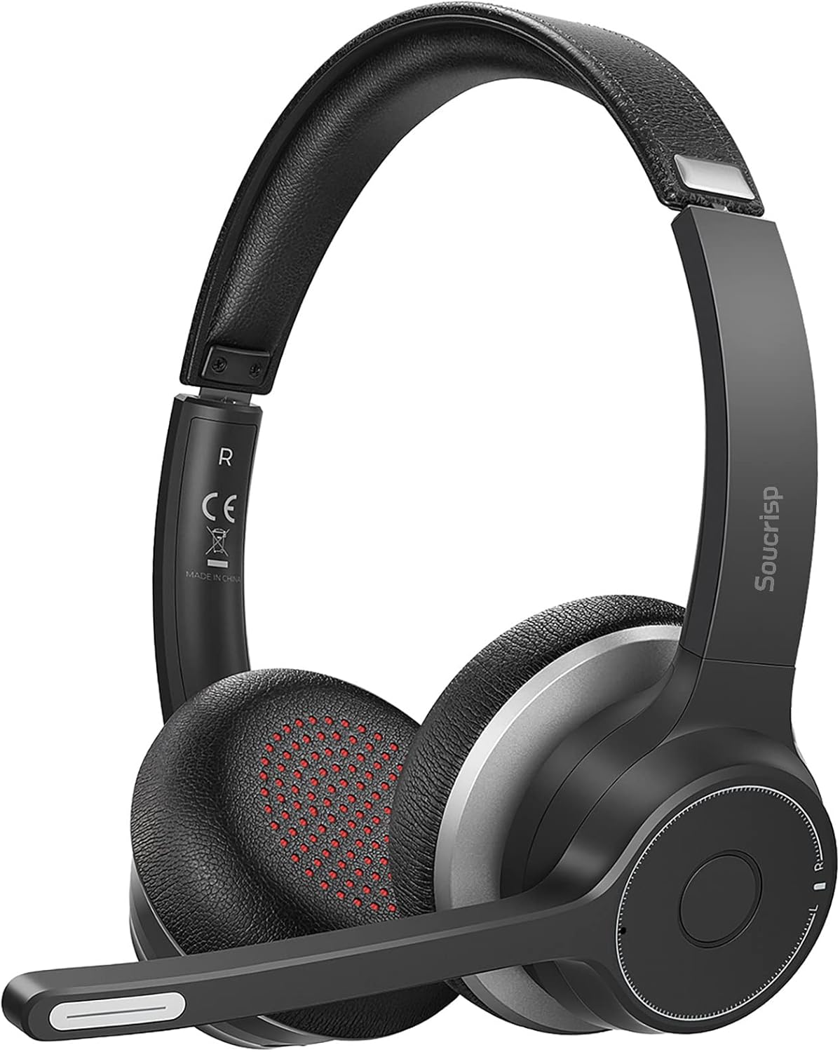 Bluetooth 5.0 Wireless Headset with Dual Mics, Noise Canceling, Flat-fold Design, Pack of 2 J995