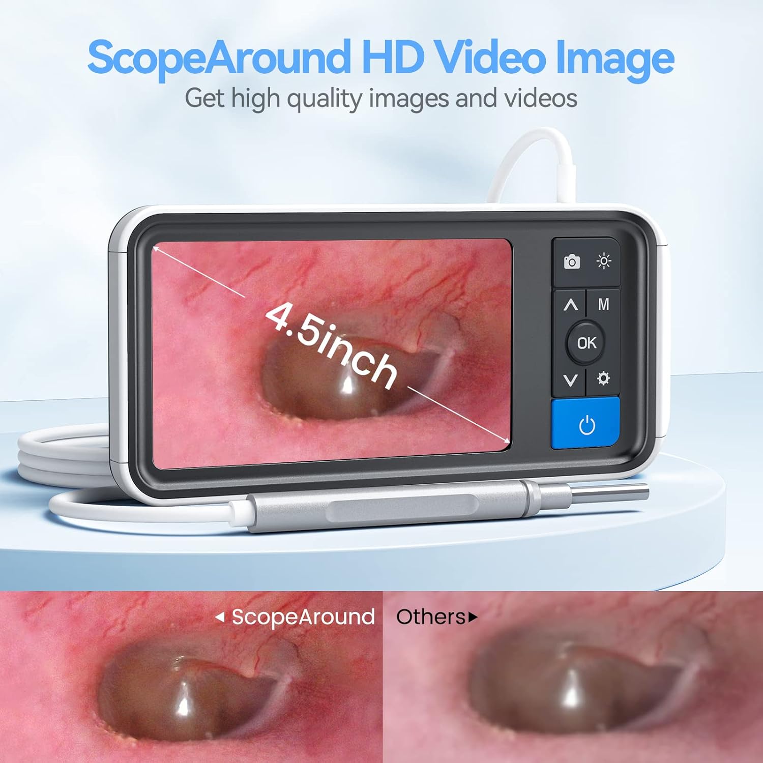 Ear Wax Removal Camera with 4.5 IPS Screen, 1920x1080 FHD Smart Visual Ear Cleaner Tool Kit, Otoscope with Light R65386