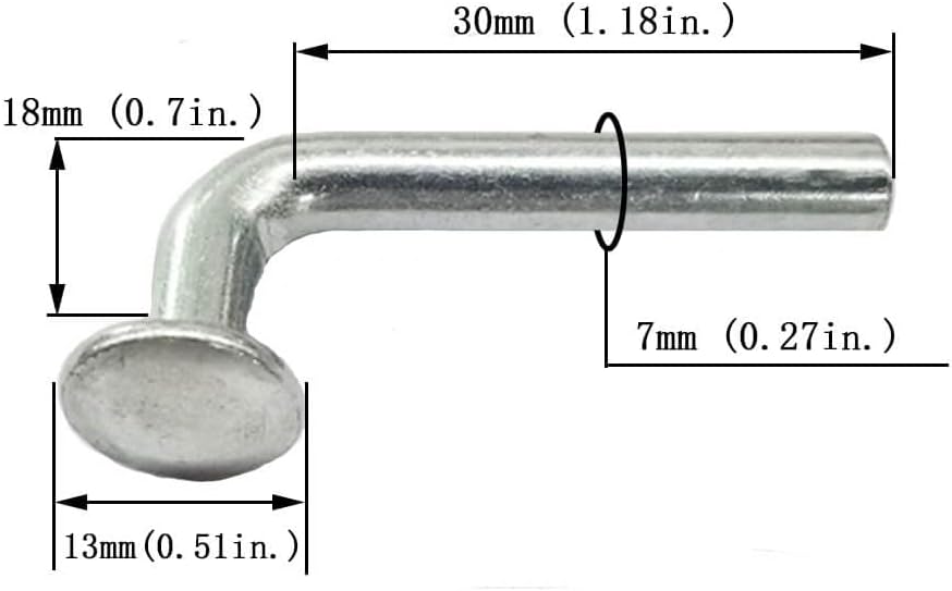 Pallet Rack Drop Pin, J Bolt Safety Clip, 13mm Round Head, M7×48mm, 100PCS Pack of 2 C36518