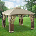 10x10 Replacement Canopy Top and Side Mosquito Netting Set for Wicker Gazebo O6428