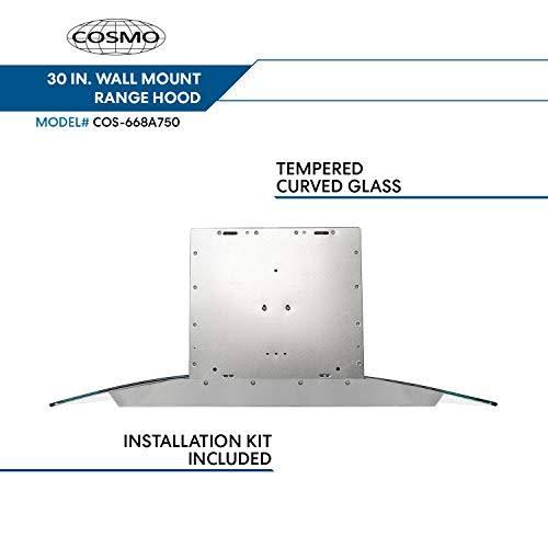 30x22 Wall Mount Range Hood with Glass, Stainless Steel A685706