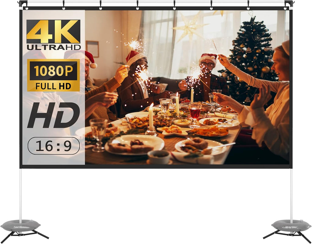 100 Inch 16:9 Portable Projector Screen with Stand and Carry Bag N3442