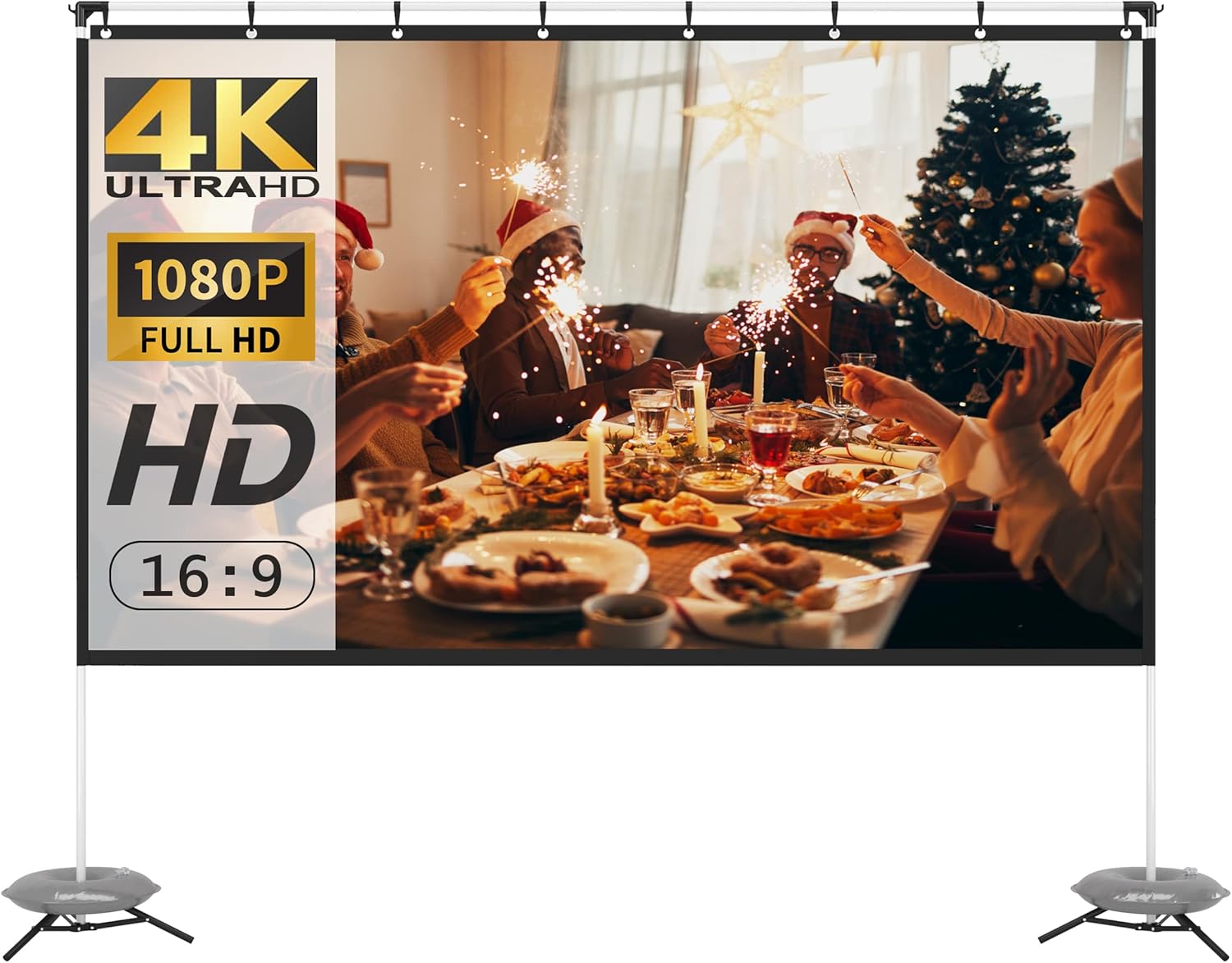 100 Inch 16:9 Portable Projector Screen with Stand and Carry Bag N3442