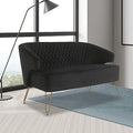 Cashmere Loveseat Sofa with Gold-Finished Metal Legs and 2 Small Pillows J711263