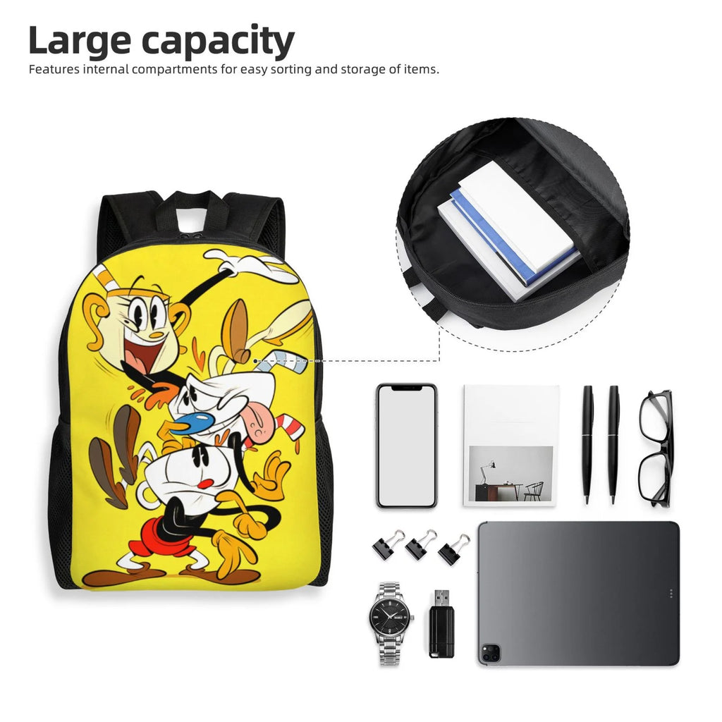Cuphead Mugman Backpack Lightweight Daypack Bookbag Laptop Rucksack B7299