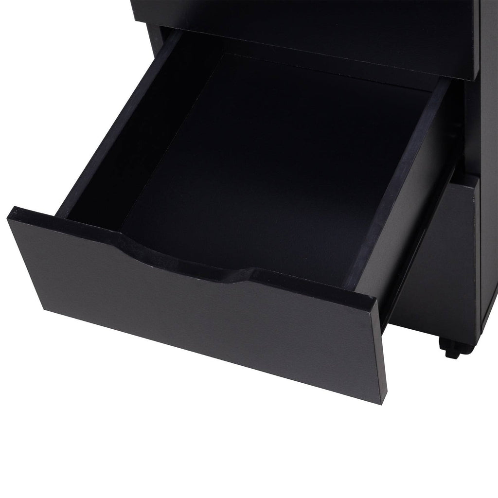 Black Wood Grain 3 Drawer Rolling File Cabinet G587516