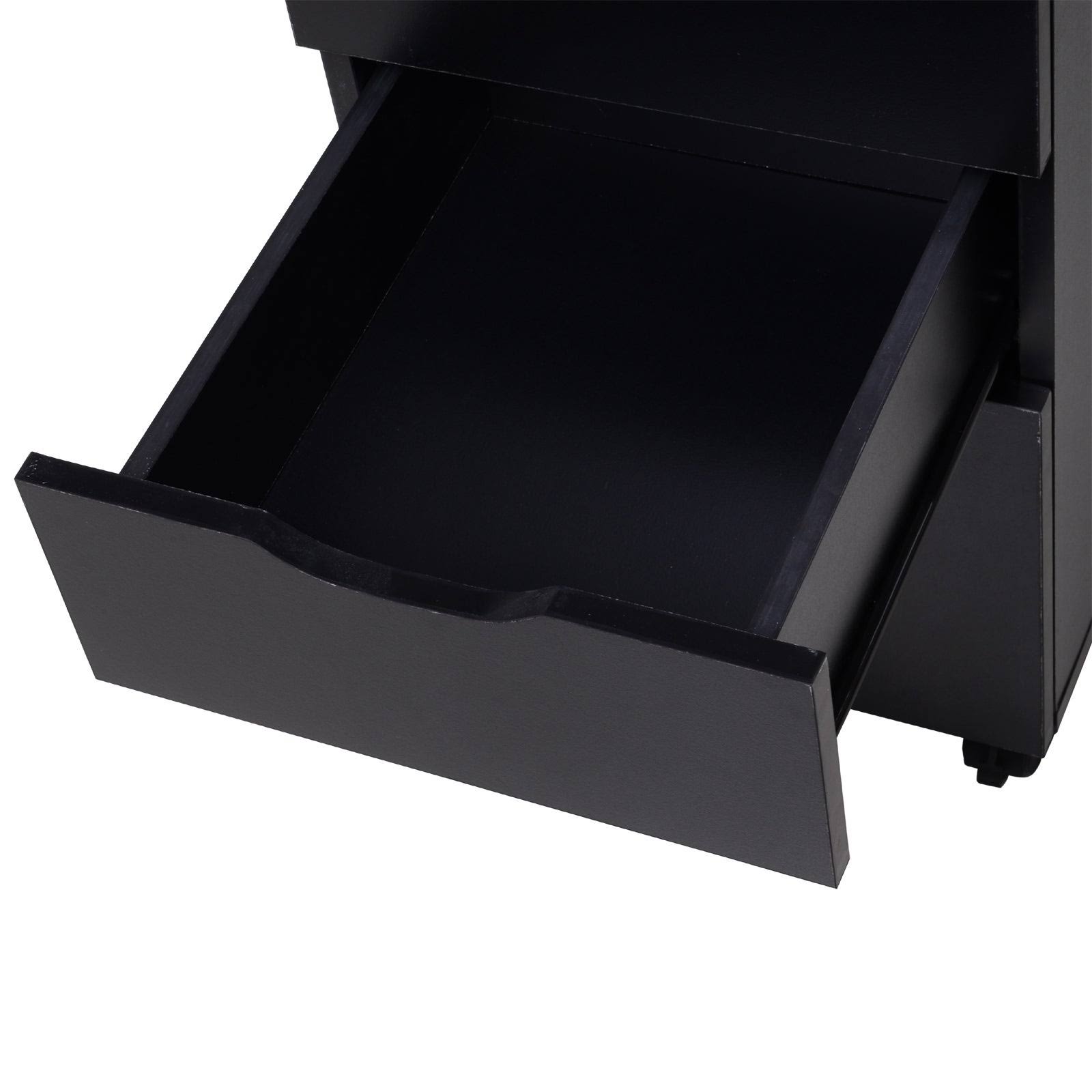 Black Wood Grain 3 Drawer Rolling File Cabinet G587516
